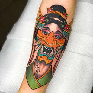 hannya tattoo by robo bas #robobas #hannya #ladyhead #portrait #newschool #japanese