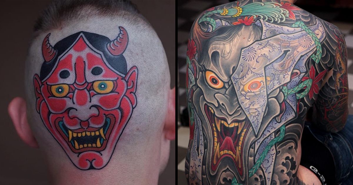 black hannya mask tattoo designs