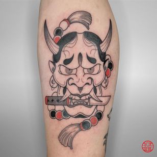 Hannya tattoo by Mntnegra #mntnegra #hannya #dagger #beads #japanese