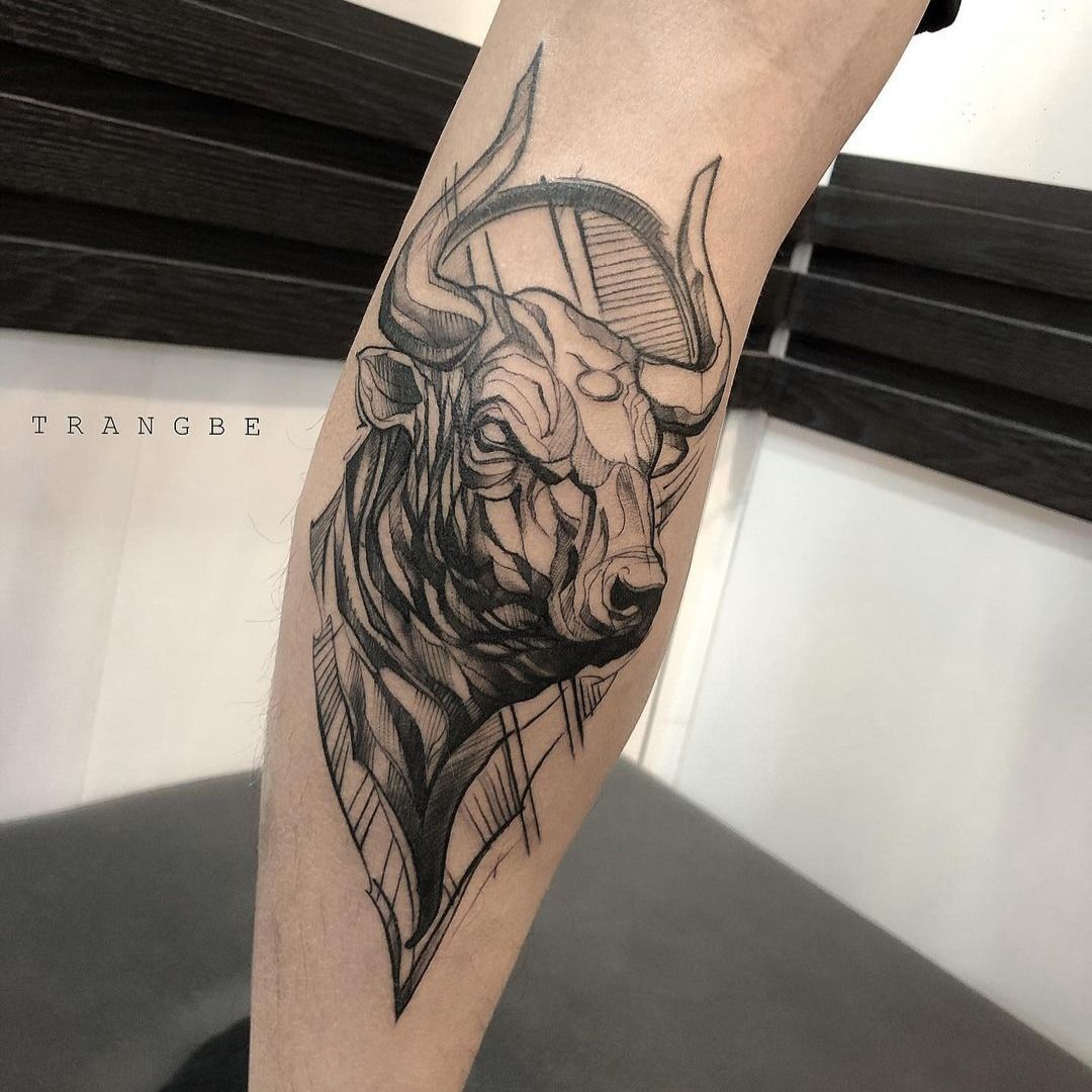Geometric bull - Geometric bull - #3inchtattoo #bull #dracarystattoo  #ertetattoo #geometric #minamilisttat… | Bull tattoos, Taurus tattoos,  Wrist tattoos for guys
