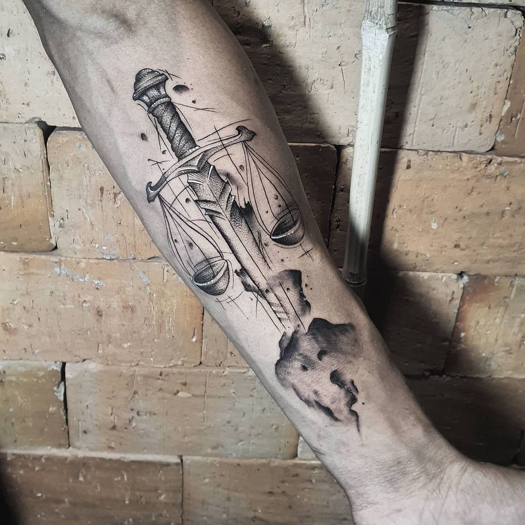 Libra tattoo done by Jon Koon at Artistic studio hair and tattoo Singapore   Hand tattoos for guys Balance tattoo Tattoos for guys