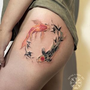 Pisces tattoo by Lam Vo of Lament Tattoo #LamVo #LamentTattoo #pisces #zodiac #astrology #horoscope