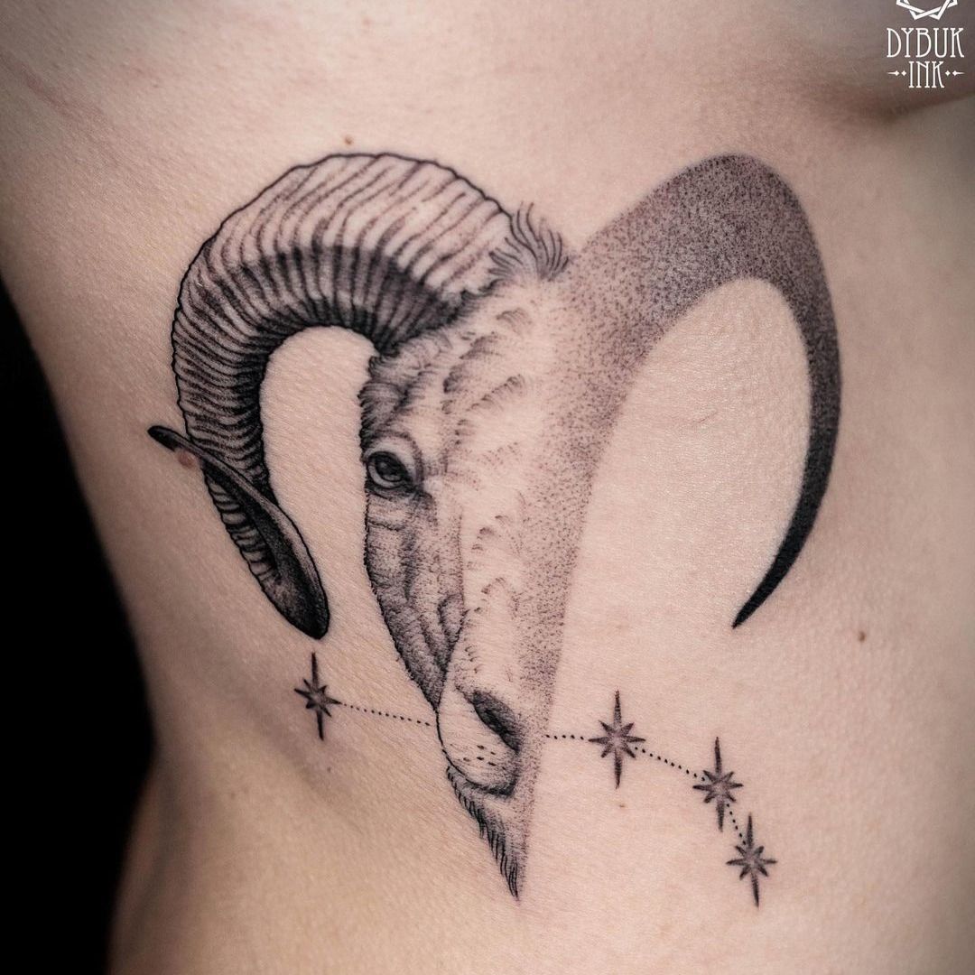 Tattoo uploaded by Jennifer R Donnelly • Aries tattoo by dybuk ink  #dybukink #aries #zodiac #astrology #horoscope • Tattoodo