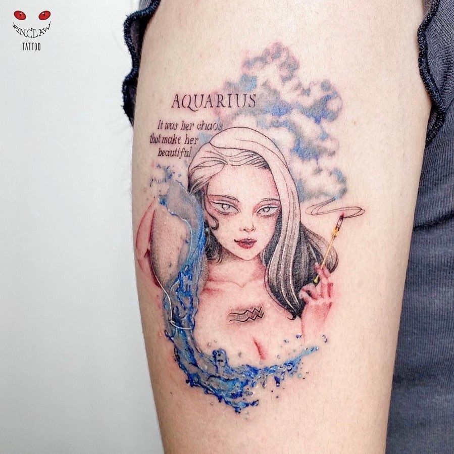 Aquarius constellation tattoo on the ankle  Tattoogridnet