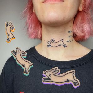 Bunny neck tattoo by loverat.tattoo #loverattattoo #bunny #rabbit #neck #illustrative 