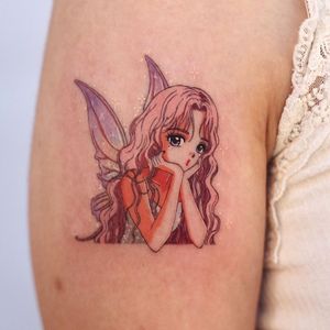 Anime tattoo by Log Tattoo #LogTattoo #anime #manga #fairy #lady #portrait #ladyhead #girl