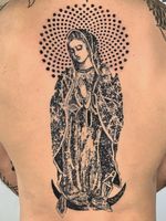 Virgin Mary tattoo by Kelly Rico #KellyRico #stenciltattoo #blackwork #virginmary #mary #catholic 