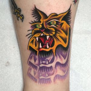 Tiger tattoo by Mike Elmo aka dadstabs #MikeElmo #dadstabs #tiger #cat #stenciltattoo #surreal