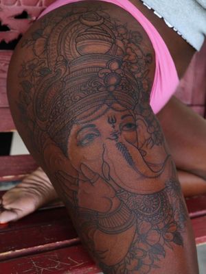 Ganesha tattoo by josephhaefstattooer #josephhaefstattooer #ganesha #illustrative #hindu #deity #god #elephant #ornamental #trident #om