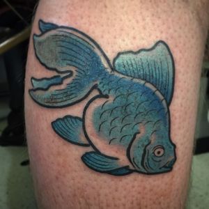 Japanese tattoo by Gandhi aka Guillaume de la Torre #Gandhi #GuillaumedelaTorre #japanese #goldfish #fish #blue