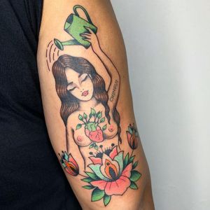 Self love tattoo by sabrinatattooart #sabrinatattooart  #aunetattoo #selflove #love #selfcare #wateringcan #flowers #floral #heart #grow #plant