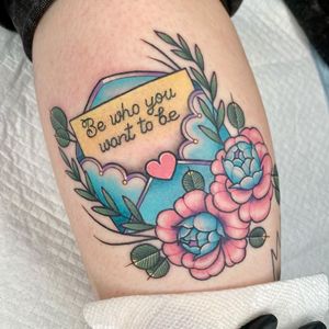 Self love tattoo by gracietattoos #gracietattoos #selflove #love #selfcare #rose #flower #plant #letter #heart #neotraditional