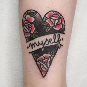 Self love tattoo by wiki mouse tattoo #wikimousetattoo #selflove #love #selfcare #heart #rose #script #lettering