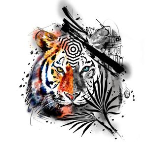 Watercolor tattoo flash by Alex Prequel #AlexPrequel #watercolor #abstract #illustrative #color #tattooflash #tiger