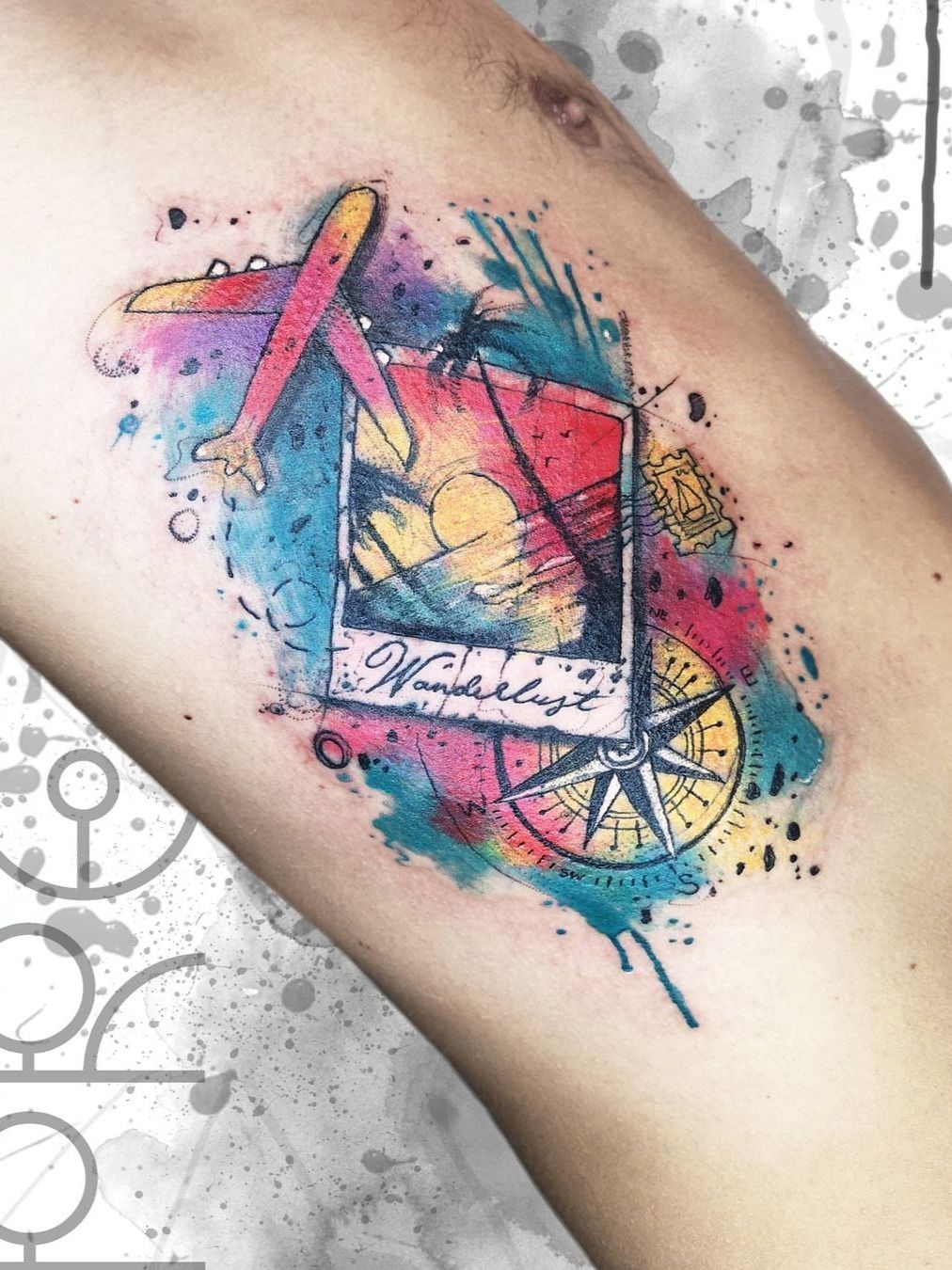 Freehand abstract watercolor compass tattoo by Mentjuh on DeviantArt