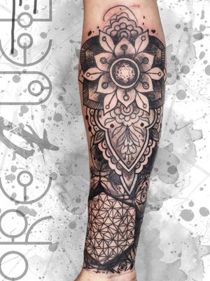 Sacred Geometry tattoo by Alex Prequel #AlexPrequel #watercolor #abstract #illustrative #blackandgrey #linework #mandala #floral #sacredgeometry #geometric