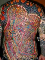 Alex Grey tattoo by Andy Gally #AndyGally #AlexGrey #psychedelictattoo #psychedelic #surreal #trippy #strange #acid #lsd #mushrooms 