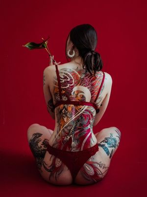 Photography by Sud aka Shot by Sud - Model: Chihiro Tattoos #Sud #ShotbySud #tattoophotography #tattoomodel #tattooart