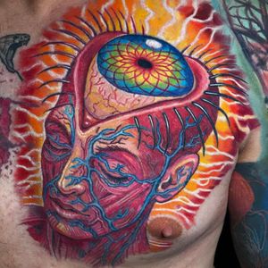Alex Grey tattoo by draworking #draworking #alexgrey #psychedelictattoo #psychedelic #surreal #trippy #strange #acid #lsd #mushrooms 