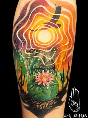 psychedelic tattoo by luca fedato #lucafedato #peyote #cactus #psychedelictattoo #psychedelic #surreal #trippy #strange