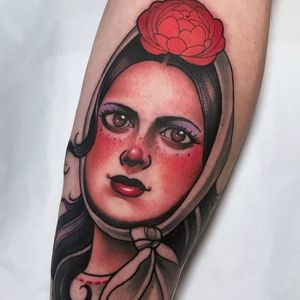 Pin up tattoo by Debora Cherrys #DeboraCherrys #pinupgirl #pinup #portrait #lady #woman #babe #tattooedgirl