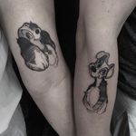 Disney couple tattoo by chibi raccoon art #chibiraccoonar #disneycoupletattoo #disneymatchingtattoo #matchingtattoo #coupletattoo #ladyandthetramp #dog #disneytattoo #disney #waltdisney
