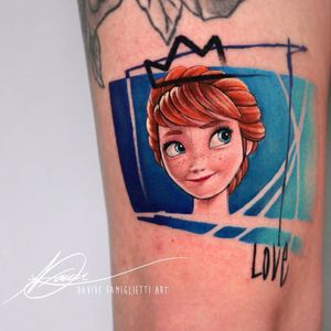 Frozen tattoo by Davide Famiglietti #DavideFamiglietti #frozen #anna #disneyprincess #princess #disneytattoo #disney #waltdisney