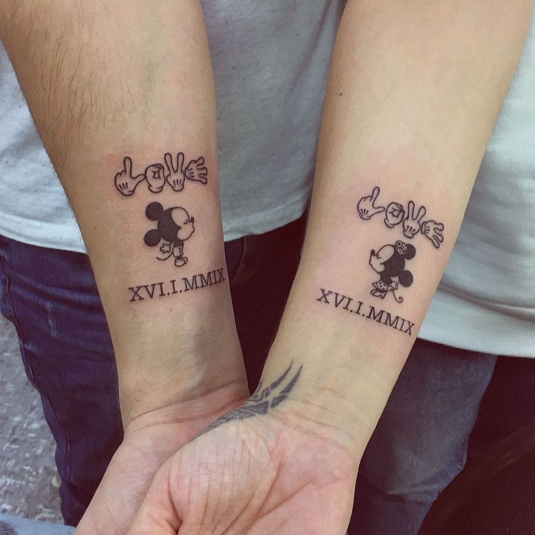 80 Disney Couple Tattoos That Prove Fairy Tales Are Real  Disney couple  tattoos Disney tattoos Mickey tattoo