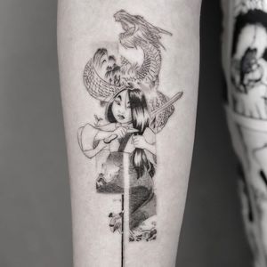 Mulan tattoo by Maruxo #maruxo #mulan #disneytattoo #disney #dragon #knife