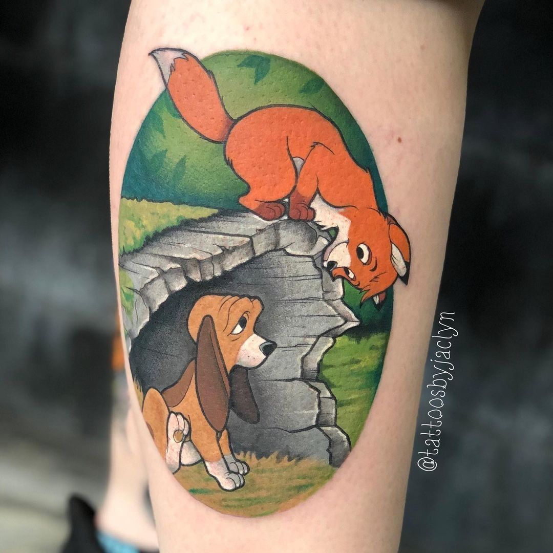 tattoodisney NITU TATTOOthe fox and the hounddisneytattoo  Dog tattoos  Disney inspired tattoos Disney tattoos small