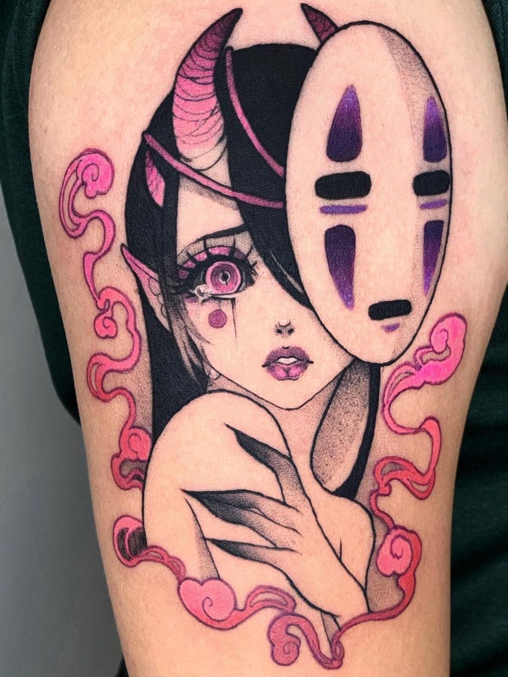 anime girl with tattoo