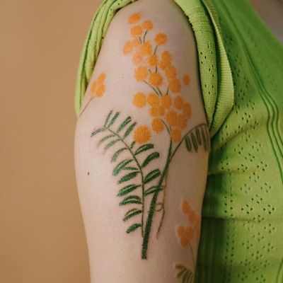 Oil pastel tattoo by Gong Greem #GongGreem #oilpastel #painterly #watercolor #color #floral #flower #nature #plant