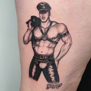 Tom of Finland tattoo by Zero Scar #ZeroScar #tomoffinland #leather #bdsm #queer #lgbtq