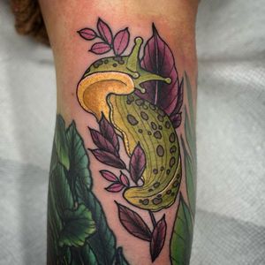 Tattoo by Geri Kramer #GeriKramer #slug #animal #plant #nature #color