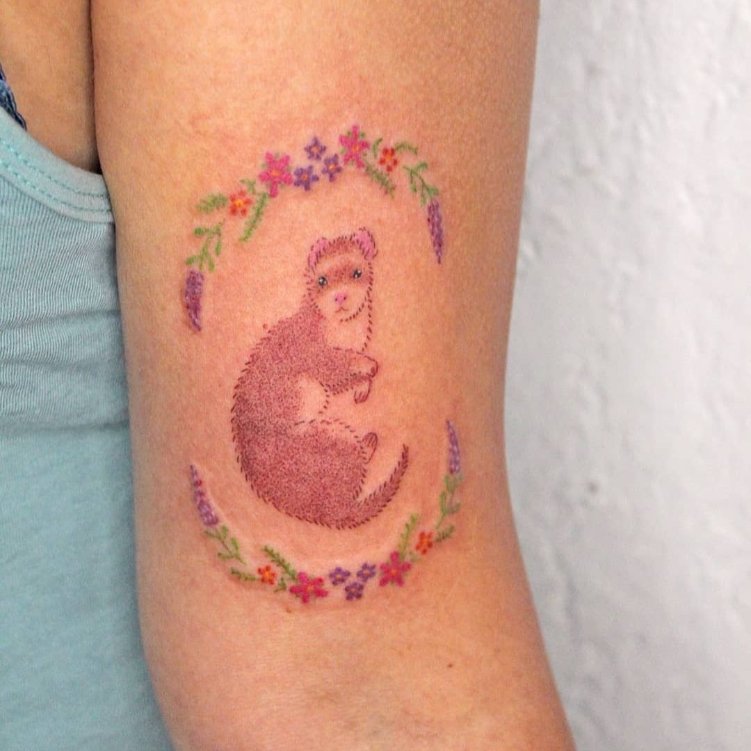 Micro Pet Portrait Tattoo | Single Needle Color Tattoo Bay Area | Paw Tattoo