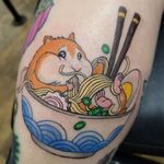 Hamster tattoo by Stephen Russo #StephenRusso #hamster #pho #noodles #food #chopsticks 