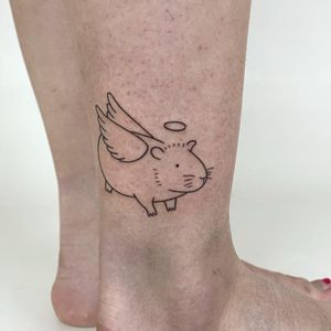 Guinea Pig tattoo by kitstattoo #kitstattoo #guineapig #angel #wings #halo #illustrative #cute #animal