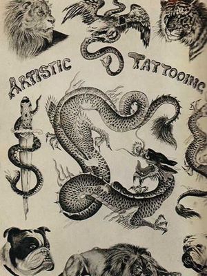 A selection of George Burchett’s animal flash tattoo designs #GeorgeBurchett #flashtattoos #traditionaltattoos #historictattoos #animaltattoos