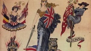 A selection of George Burchett’s patriotic wartime designs #GeorgeBurchett #militarytattoos #wartimetattoos #vintagetattoos #historictattoos #traditional tattoos