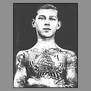 George Burchett as a young man displaying some of his rarely seen tattoos #georgeburchett #kingoftattoos #militarytattoos #navaltattoos #blackandgreytattoos