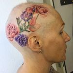 Rebecca Dawe aka hairnecessityrebecca shows off her scalp tattoo #Alopecia #scalptattoo