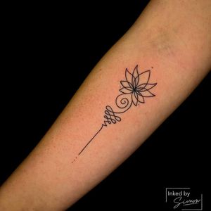 Unalome tattoo by inked by simon #inkedbysimon #unalome #buddhism #buddhist #symbol #linework #lotus