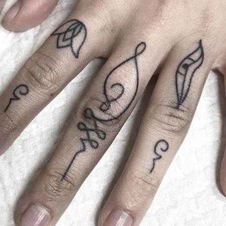 Unalome finger tattoo by la flor sagrada #laflorsagrada #unalome #eye #buddhaeye #lotus #linework #finger #buddhism #buddhist #symbol