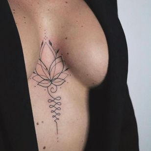 Unalome tattoo by mamen.tattooer #mamentattooer #unalome #buddhism #buddhist #symbol #fineline #linework #lotus #flower #floral #sternum