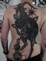 Tattoo by Akuma Shugi #AkumaShugi #neotraditional #darkart #goat #animal #nature #mace #thorns