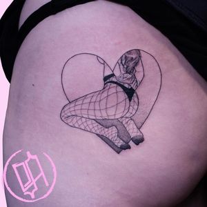 Bum tattoo by Sad Amish #SadAmish #heart #pinuup #babe #butt #bum #fishnets #kinky #sexpositive #love