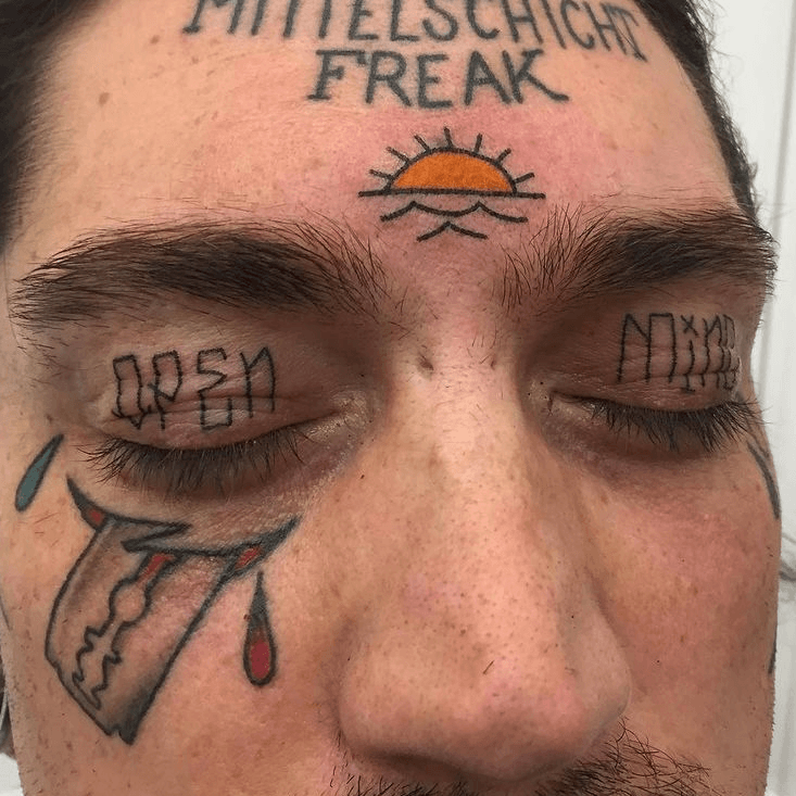 Pure Love Eyelid tattoos done by Duncan and midtown tattoo in LA   rbodymods