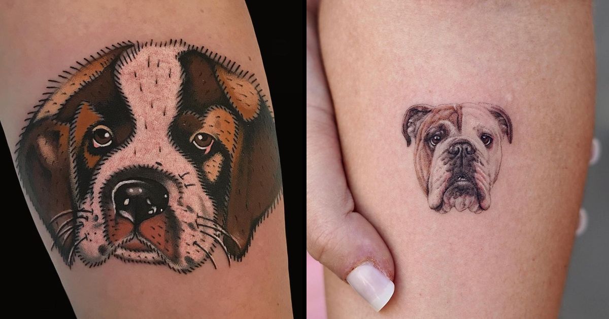 Microrealistic pit bull portrait tattoo on the inner