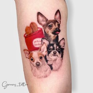 Chihuahua tattoo by grreens_tattoo #greenstattoo #chihuahua #dogtattoo #dog #petportrait #animal