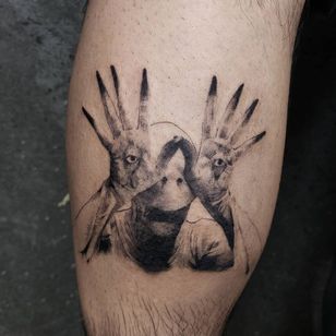 Illustrative tattoo by Kristianne aka krylve #kristianne #krylev #illustrative #panslabyrinth #paleman #movie #guillermodeltoro #horror #darkart #monster